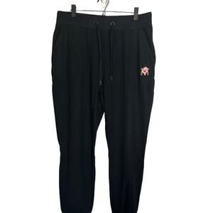 Badgley Mischka Women’s Black French Terry Face Logo Jogger Pants Size XL